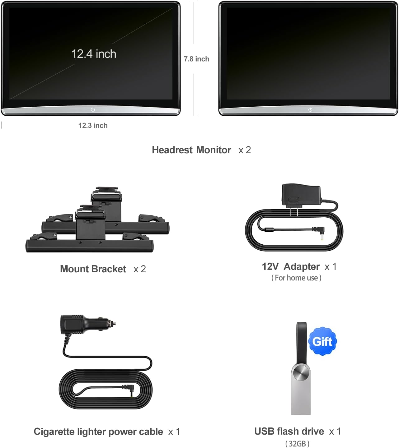 4K Android 11 Portable Car TV Headrest Monitor