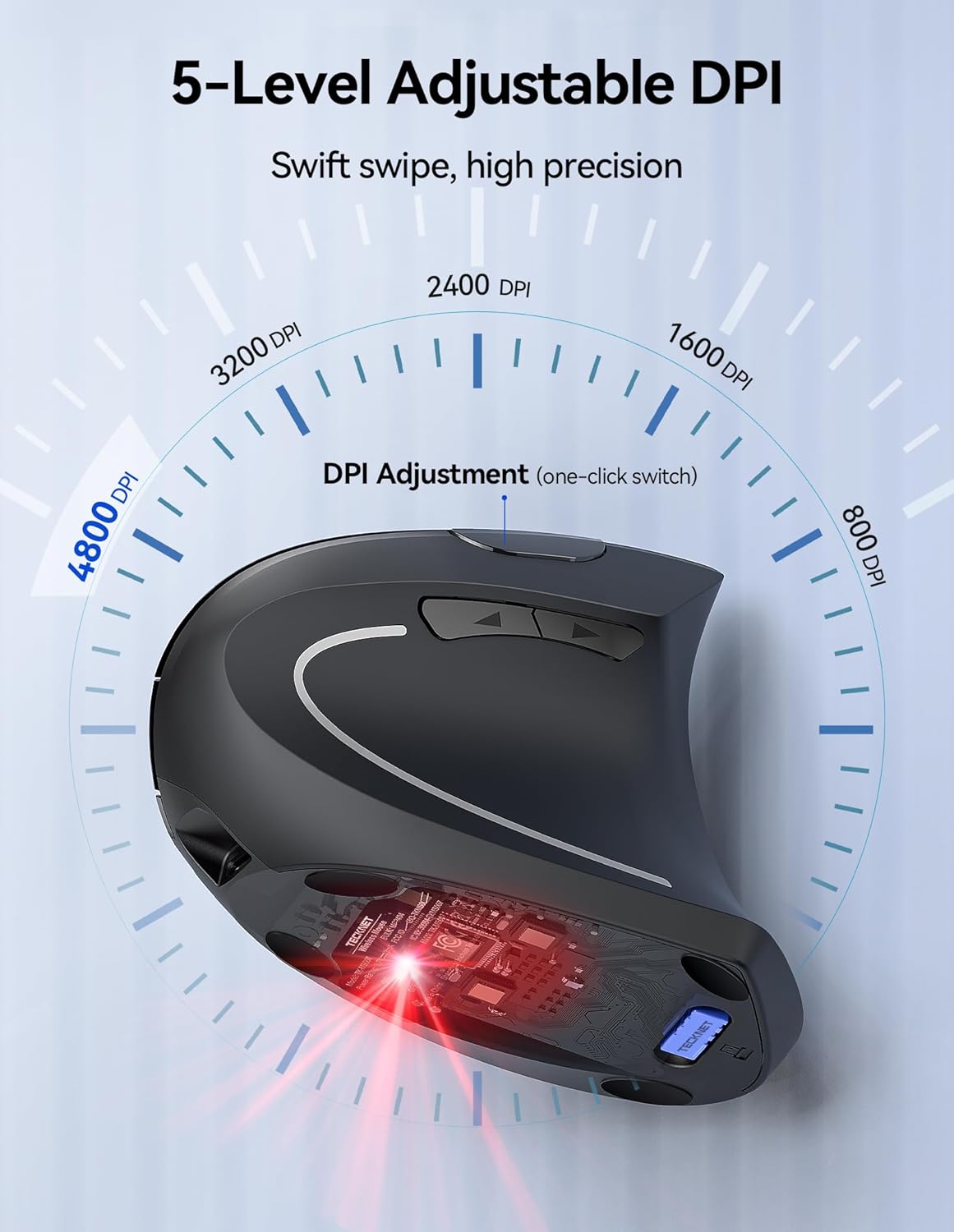TECKNET Ergonomic Wireless Vertical Mouse