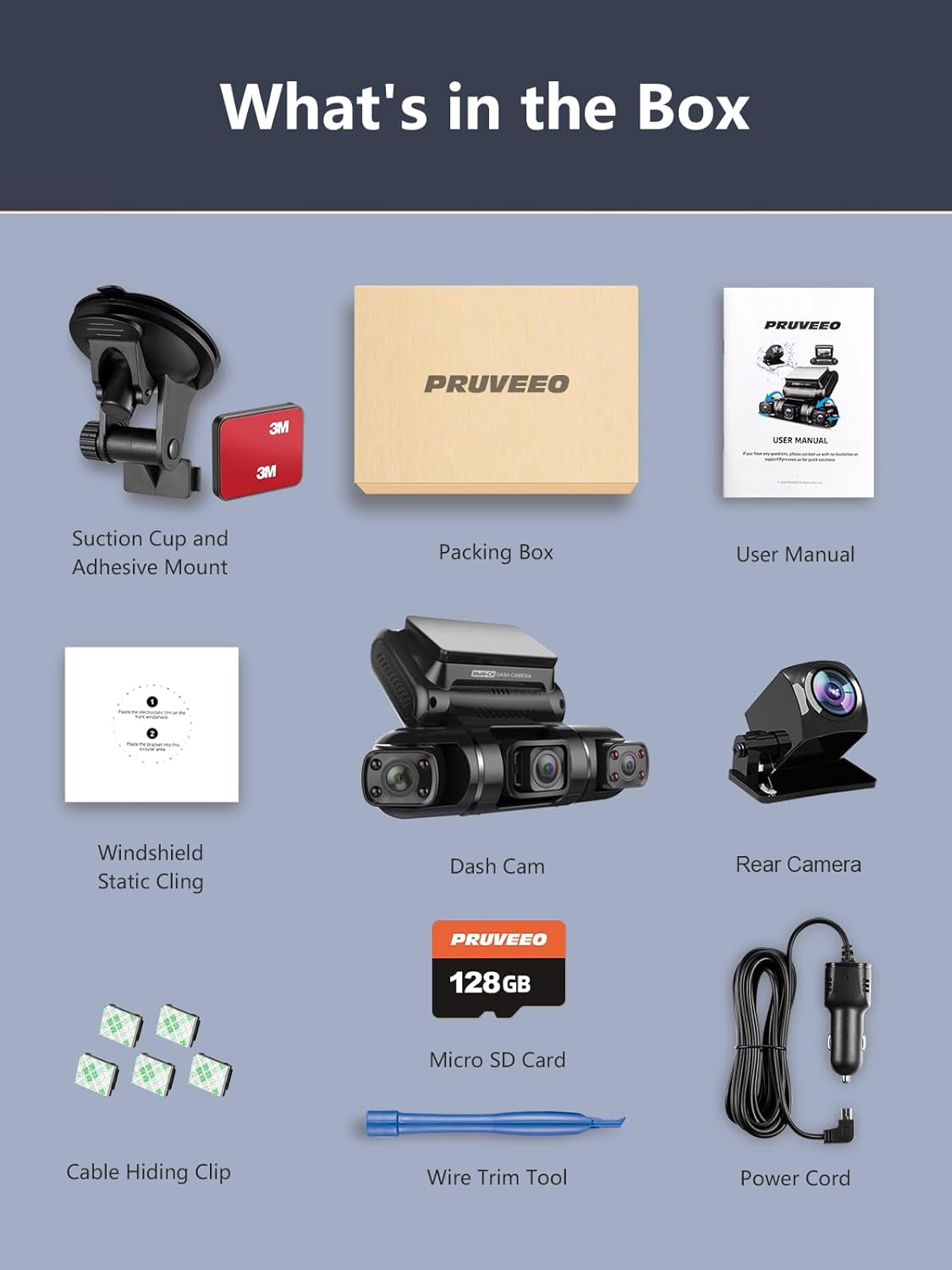 PRUVEEO 360 Degree View 4 Channel Dash Cam