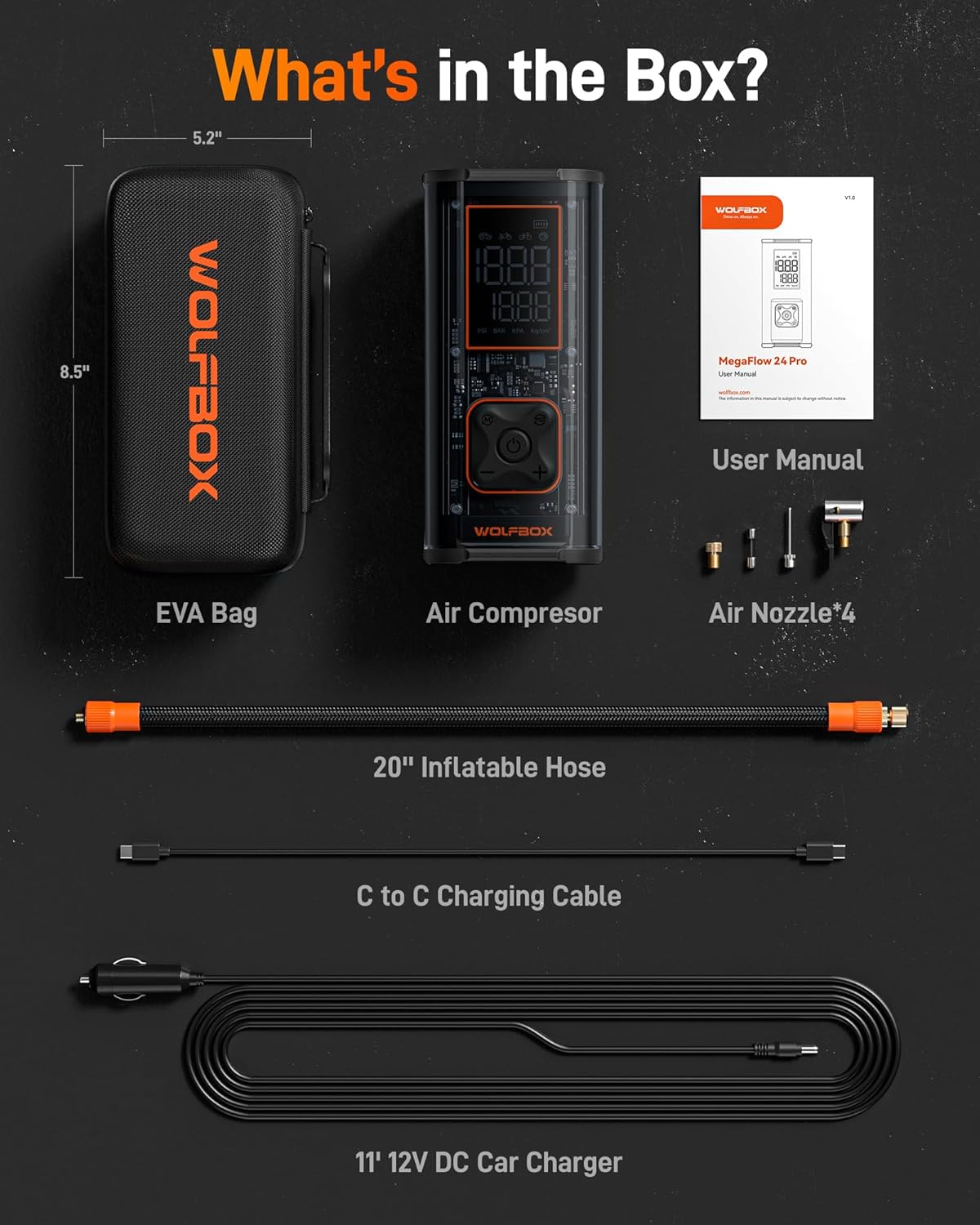 WOLFBOX 12000mAh&150PSI Heavy Duty Tire Inflator