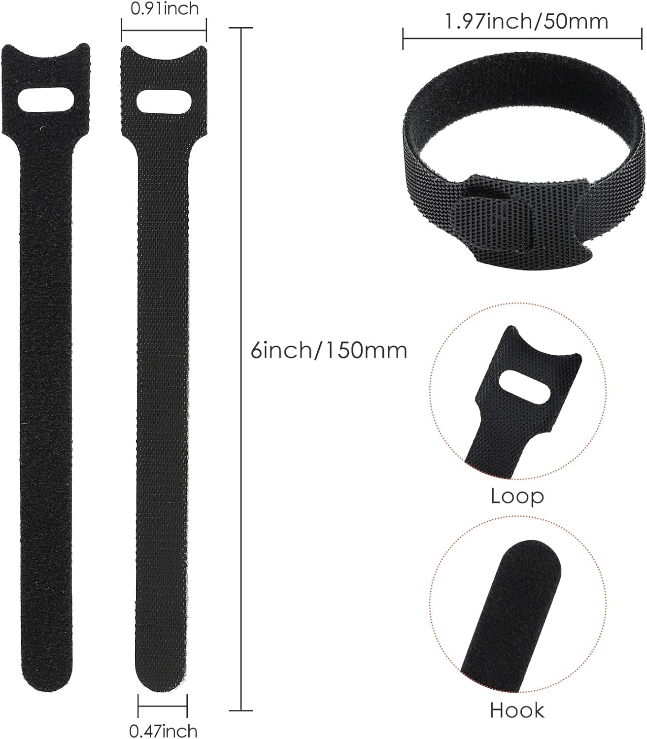 120PCS 6 Inch Cable Ties Reusable Multi-Purpose Wire Ties