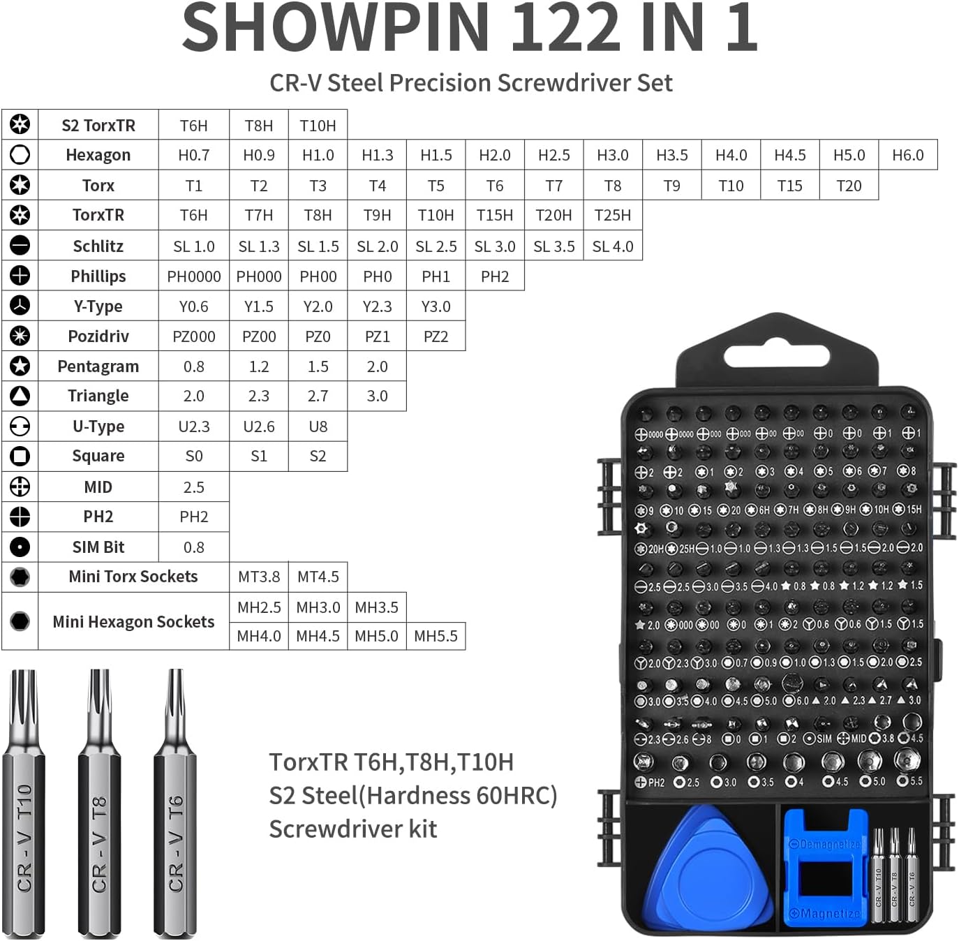SHOWPIN 122 in 1 Precision Computer Screwdriver Kit