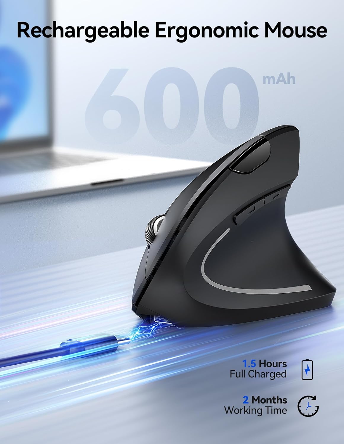 TECKNET Ergonomic Wireless Vertical Mouse
