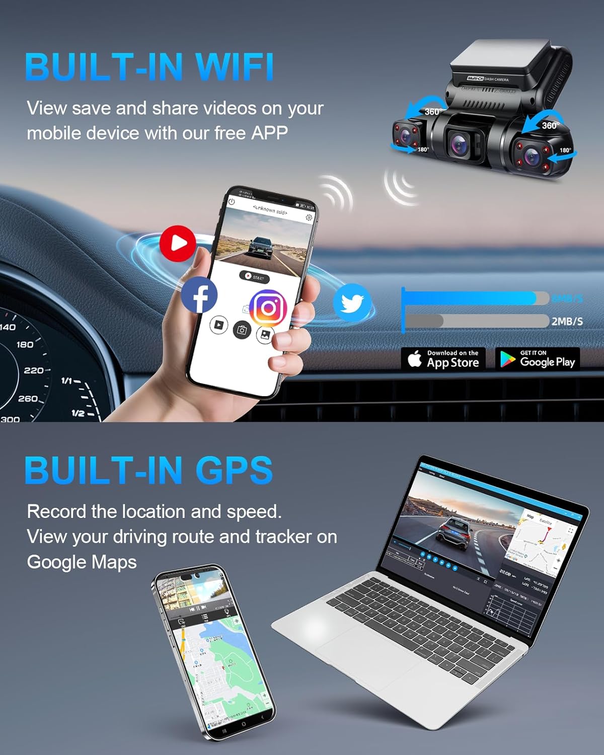 PRUVEEO 360 Degree View 4 Channel Dash Cam