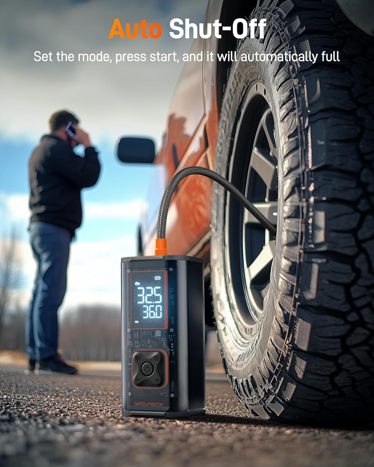 WOLFBOX 12000mAh&150PSI Heavy Duty Tire Inflator