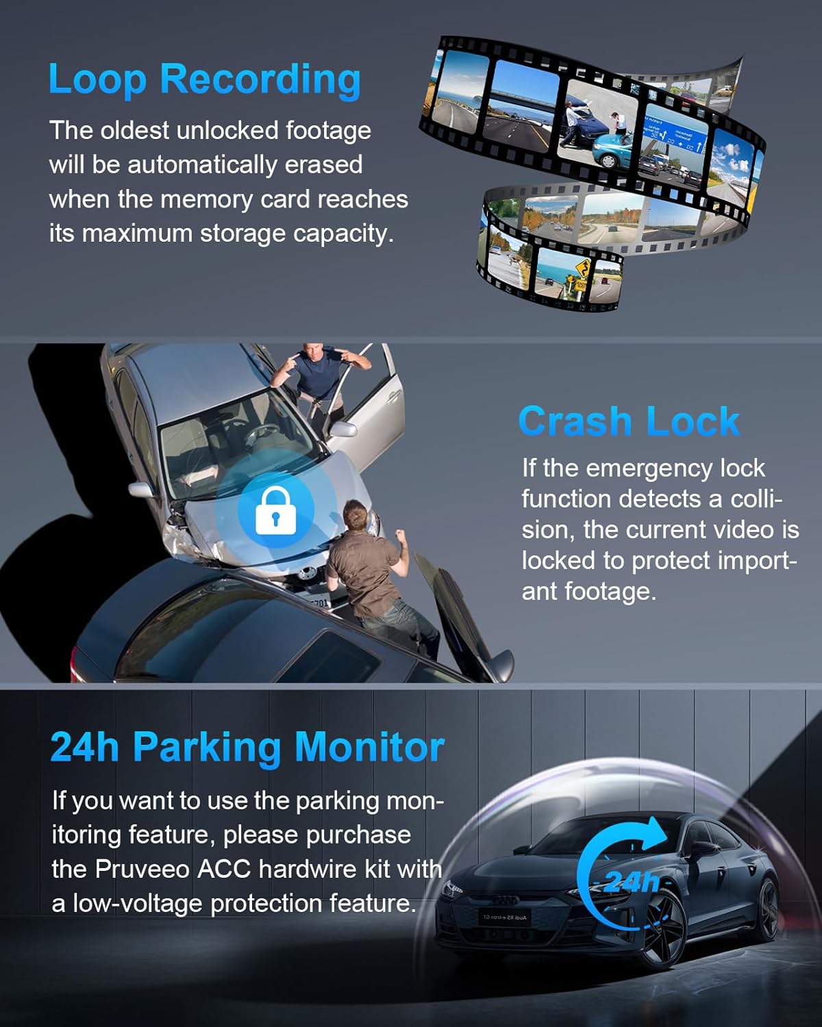 PRUVEEO 360 Degree View 4 Channel Dash Cam